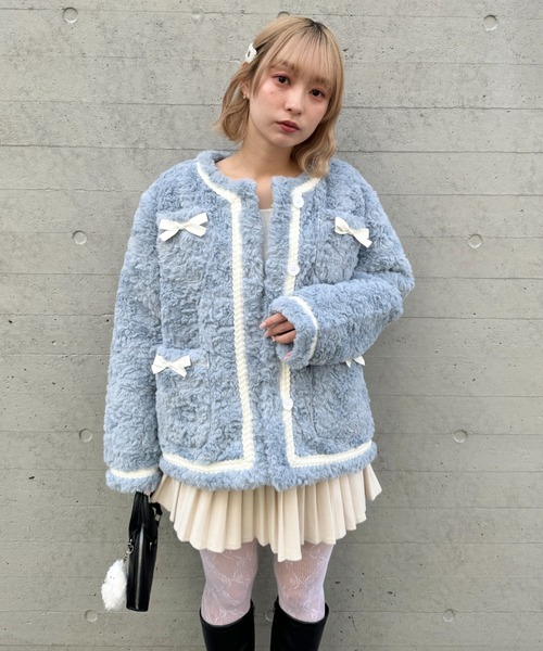 セール】メニーリボンフェイクファージャケット（その他アウター
