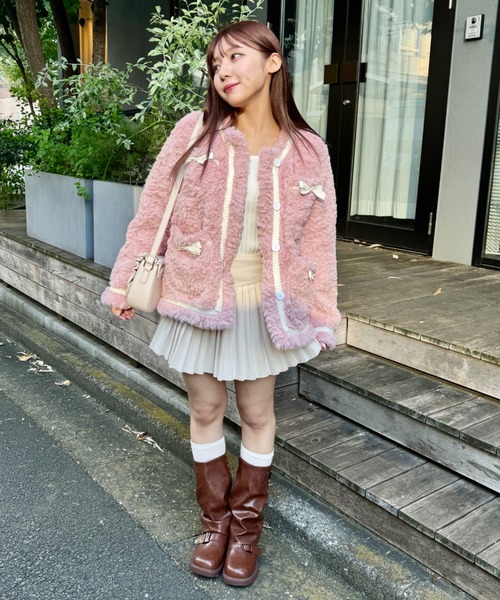 セール】メニーリボンフェイクファージャケット（その他アウター