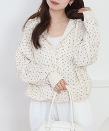 JEMORGAN ワッフル花柄ZIPパーカ