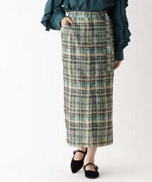 OPAQUE.CLIP | オーガンジーチェックナロースカート【洗濯機洗い可】(スカート)