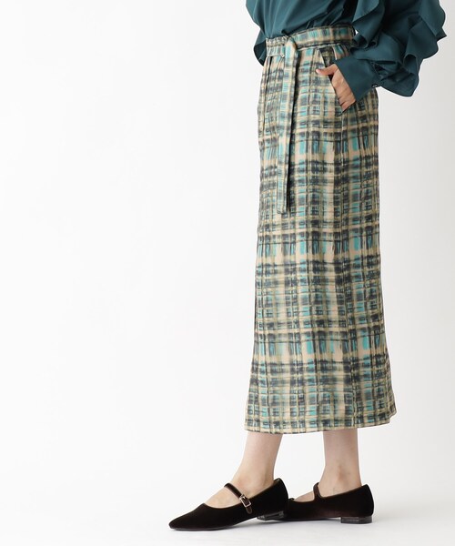 OPAQUE.CLIP（オペークドットクリップ）の「◆オーガンジーチェックナロースカート【洗濯機洗い可】（スカート・レディース・ピンク系その他/グリーン系その他3・38/36）」の6枚目の写真