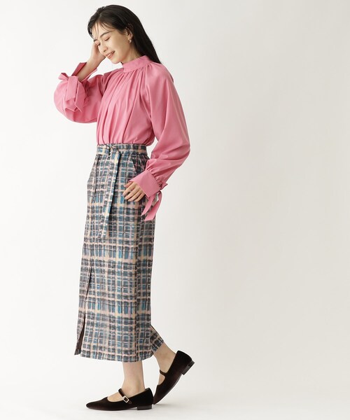 OPAQUE.CLIP（オペークドットクリップ）の「◆オーガンジーチェックナロースカート【洗濯機洗い可】（スカート・レディース・ピンク系その他/グリーン系その他3・38/36）」の13枚目の写真