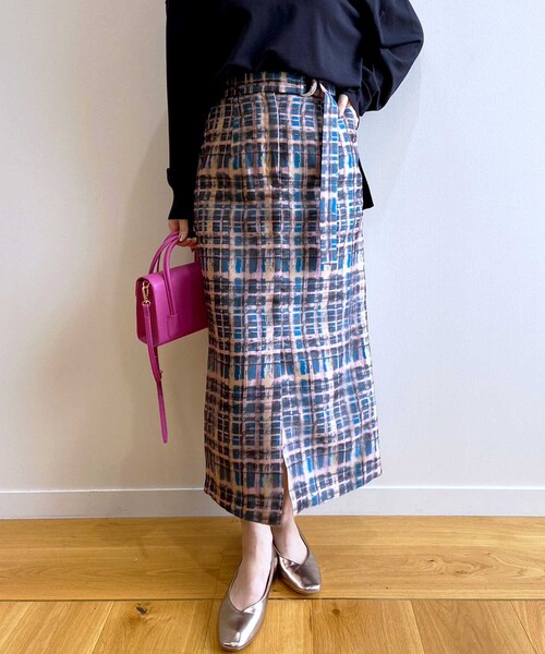 OPAQUE.CLIP（オペークドットクリップ）の「◆オーガンジーチェックナロースカート【洗濯機洗い可】（スカート・レディース・ピンク系その他/グリーン系その他3・38/36）」の20枚目の写真