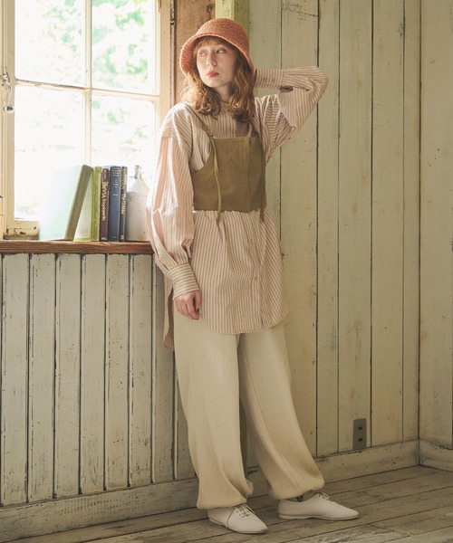 Crisp(クリスプ)の「ストライプオーバーシャツ(シャツ/ブラウス・レディース・ベージュ/ブラウン・FREE)」の5枚目の写真