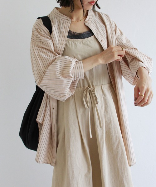 Crisp(クリスプ)の「ストライプオーバーシャツ(シャツ/ブラウス・レディース・ベージュ/ブラウン・FREE)」の18枚目の写真