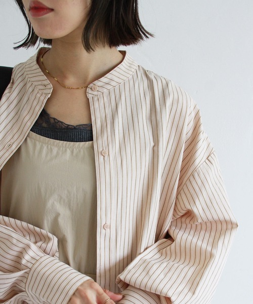 Crisp(クリスプ)の「ストライプオーバーシャツ(シャツ/ブラウス・レディース・ベージュ/ブラウン・FREE)」の20枚目の写真