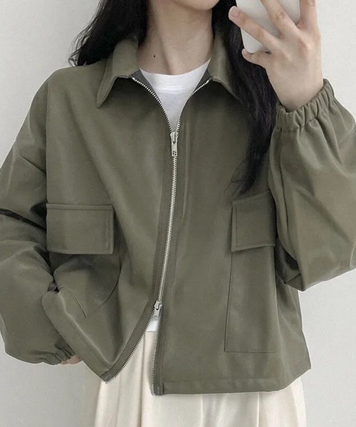 ショートレザーブルゾン FREAK'S STORE ブルゾン アウター フェイクレザー ショート