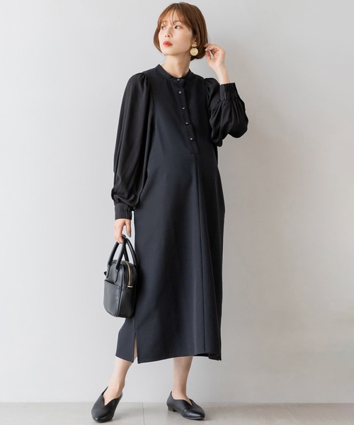 フェリシモMama（フェリシモママ）の「Ｍｏｒｅｄｄｅ　マタニティから産後も使える　授乳が簡単　バルーンスリーブワンピース（マタニティウェア/グッズ・レディース・ベージュ/ブラック・MEDIUM/LARGE/X-LARGE）」の18枚目の写真