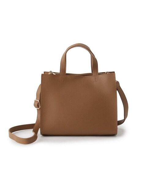 SHOO・LA・RUE（シューラルー）の「◆一枚革風スクエアトート（トートバッグ・レディース・グレー/ブラック/ダークブラウン/ワインレッド・00）」の3枚目の写真