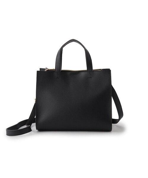 SHOO・LA・RUE（シューラルー）の「◆一枚革風スクエアトート（トートバッグ・レディース・グレー/ブラック/ダークブラウン/ワインレッド・00）」の2枚目の写真