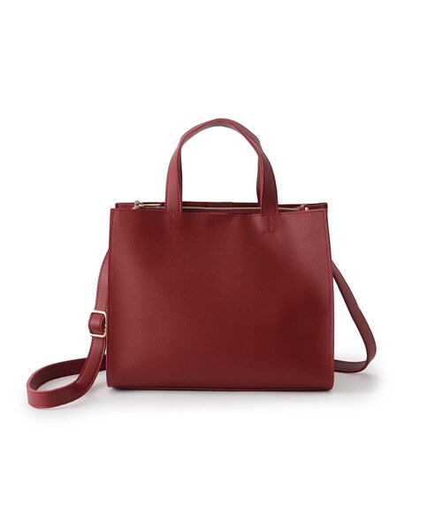 SHOO・LA・RUE（シューラルー）の「◆一枚革風スクエアトート（トートバッグ・レディース・グレー/ブラック/ダークブラウン/ワインレッド・00）」の4枚目の写真