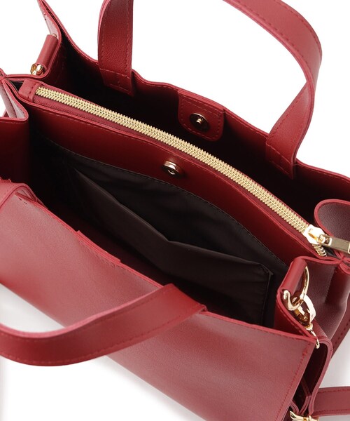 SHOO・LA・RUE（シューラルー）の「◆一枚革風スクエアトート（トートバッグ・レディース・グレー/ブラック/ダークブラウン/ワインレッド・00）」の15枚目の写真