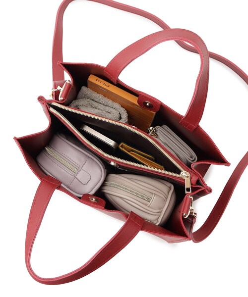 SHOO・LA・RUE（シューラルー）の「◆一枚革風スクエアトート（トートバッグ・レディース・グレー/ブラック/ダークブラウン/ワインレッド・00）」の20枚目の写真