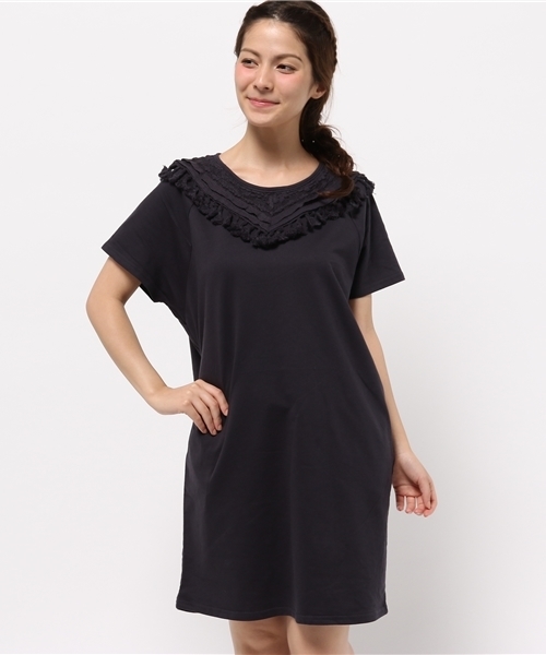 mystic（ミスティック）の「フリンジ切替ワンピース（ワンピース・レディース・ブラック/グレー/オフホワイト/ネイビー・ﾌﾘ-）」の4枚目の写真