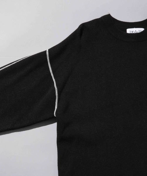 【セール】beats per minute/配色ステッチクルーネックニットソー（ニット/セーター）｜beats per minute（ビーツパーミニット）