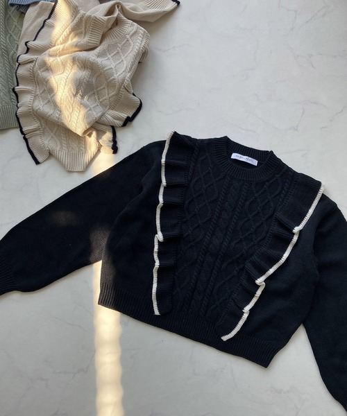 AS KNOW AS plus（アズノゥアズプラス）の「☆たてフリルケーブル編み