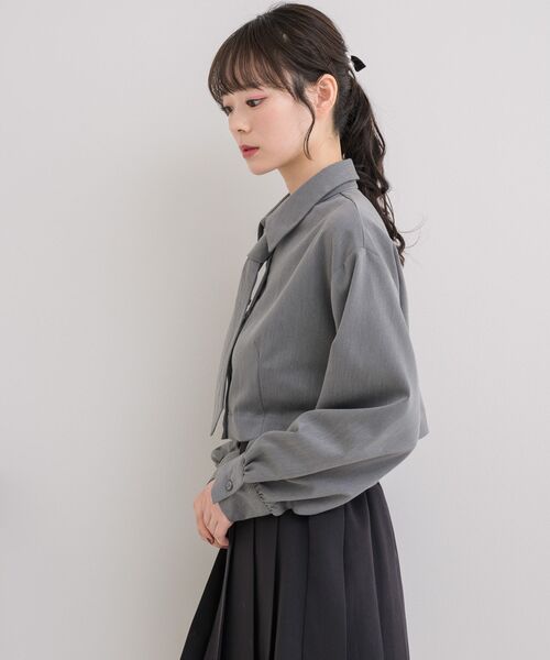 ems excite（エムズエキサイト）の「ネクタイ付ショートSH（シャツ/ブラウス・レディース・ホワイト/ライトグレー/ブラウン系その他・FREE）」の5枚目の写真