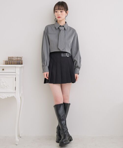 ems excite（エムズエキサイト）の「ネクタイ付ショートSH（シャツ/ブラウス・レディース・ホワイト/ライトグレー/ブラウン系その他・FREE）」の8枚目の写真