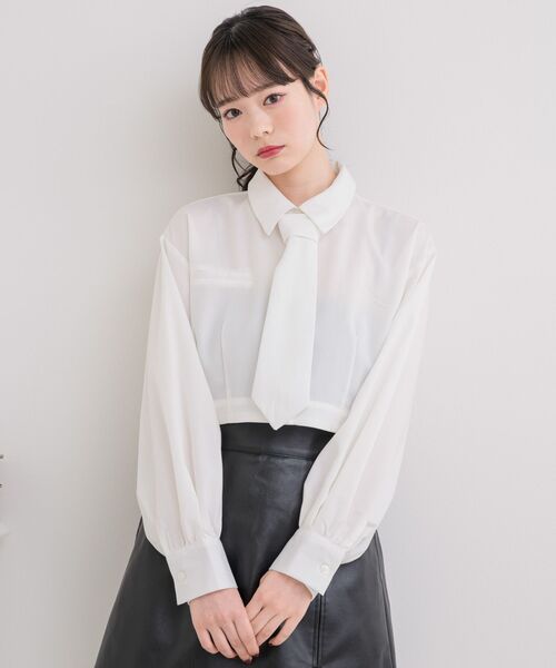 ems excite（エムズエキサイト）の「ネクタイ付ショートSH（シャツ/ブラウス・レディース・ホワイト/ライトグレー/ブラウン系その他・FREE）」の13枚目の写真