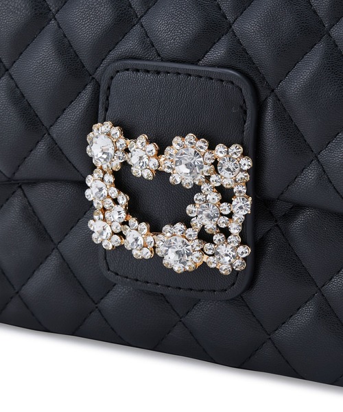 VIS(ビス)の「【2WAY】ビジューチェ-ンショルダーバッグ(ショルダーバッグ・レディース・ブラック/オフホワイト・FREE)」の10枚目の写真