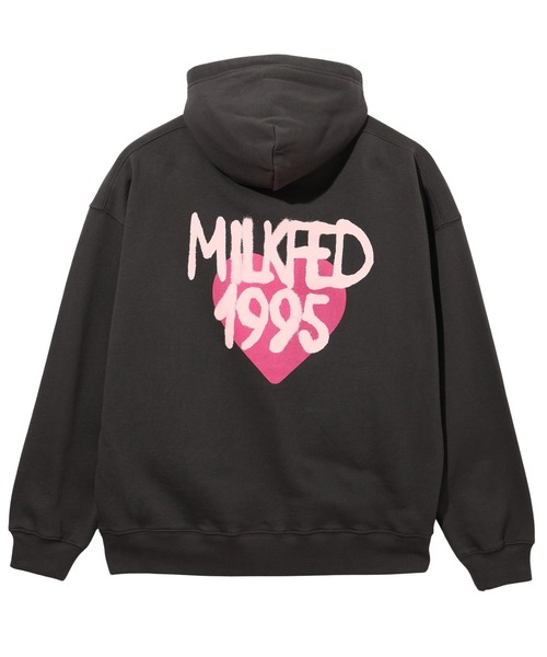MILKFED.（ミルクフェド）の「SPRAY LOGO SWEAT HOODIE（パーカー・レディース・チャコール/ライトピンク/オフホワイト・L/M）」の9枚目の写真