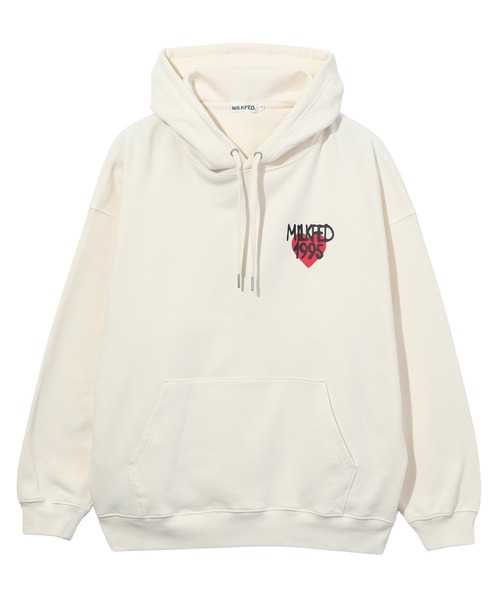 MILKFED.（ミルクフェド）の「SPRAY LOGO SWEAT HOODIE（パーカー・レディース・チャコール/ライトピンク/オフホワイト・L/M）」の4枚目の写真