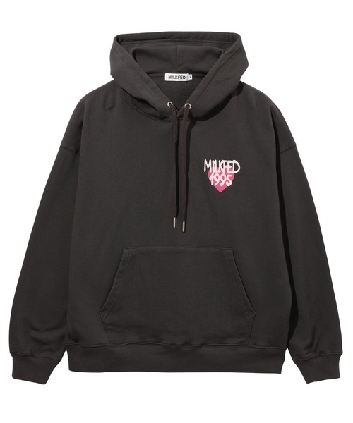 MILKFED.（ミルクフェド）の「SPRAY LOGO SWEAT HOODIE（パーカー・レディース・チャコール/ライトピンク/オフホワイト・L/M）」の8枚目の写真