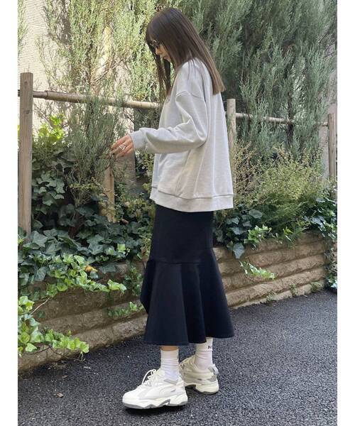 MURUA（ムルーア）の「アシメヘムデザインスカート（スカート・レディース・グレー/アイボリー/ブラック/ライトグリーン・1/2）」の7枚目の写真