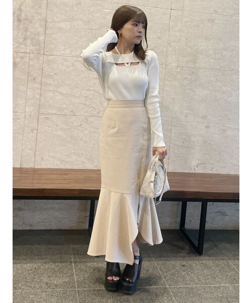 MURUA（ムルーア）の「アシメヘムデザインスカート（スカート・レディース・グレー/アイボリー/ブラック/ライトグリーン・1/2）」の10枚目の写真