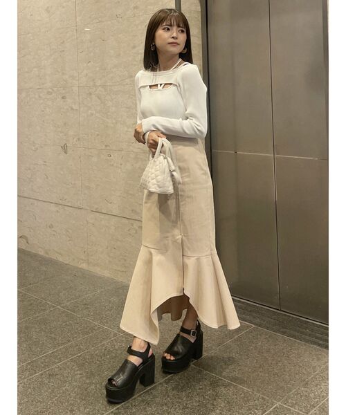 MURUA（ムルーア）の「アシメヘムデザインスカート（スカート・レディース・グレー/アイボリー/ブラック/ライトグリーン・1/2）」の11枚目の写真