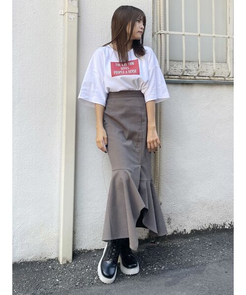 MURUA（ムルーア）の「アシメヘムデザインスカート（スカート・レディース・グレー/アイボリー/ブラック/ライトグリーン・1/2）」の16枚目の写真