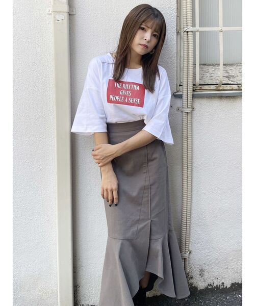 MURUA（ムルーア）の「アシメヘムデザインスカート（スカート・レディース・グレー/アイボリー/ブラック/ライトグリーン・1/2）」の19枚目の写真