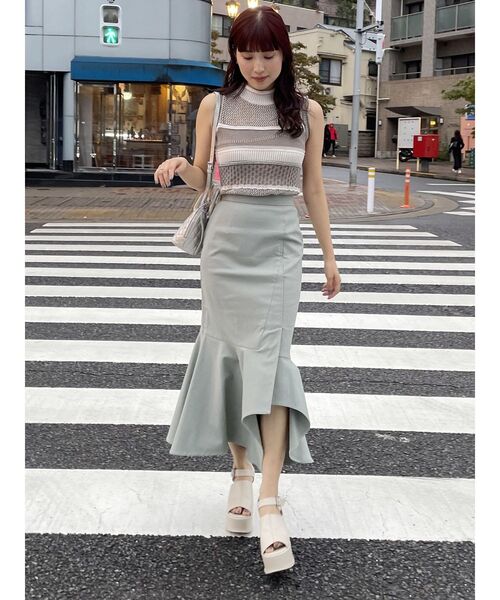 MURUA（ムルーア）の「アシメヘムデザインスカート（スカート・レディース・グレー/アイボリー/ブラック/ライトグリーン・1/2）」の21枚目の写真