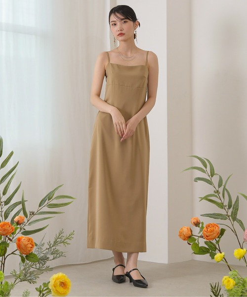 Kana（カナ）の「チュールボレロ  キャミワンピース 2点セット パーティー ドレス 結婚式 お呼ばれ オケージョン（ドレス・レディース・グレー/ベージュ×ブラック/モカ・M）」の21枚目の写真