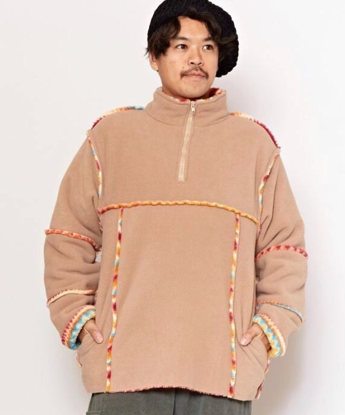 チャイハネ(チャイハネ)の「【チャイハネ】ネイトンMEN'Sハーフジップトップス(その他トップス・メンズ・ベージュ/ブラック・FREE)」の6枚目の写真