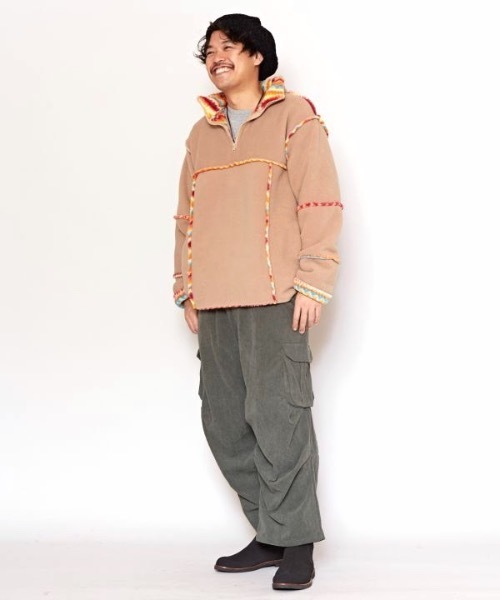 チャイハネ(チャイハネ)の「【チャイハネ】ネイトンMEN'Sハーフジップトップス(その他トップス・メンズ・ベージュ/ブラック・FREE)」の7枚目の写真