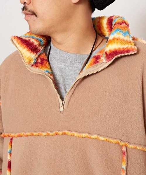 チャイハネ(チャイハネ)の「【チャイハネ】ネイトンMEN'Sハーフジップトップス(その他トップス・メンズ・ベージュ/ブラック・FREE)」の9枚目の写真