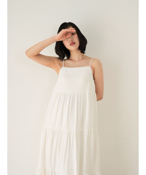 Cla STEllaR（クラステラ）の「キャミソール ワンピース カップ付き ロング ティアード（ワンピース・レディース・ホワイト/アイボリー/ブラック・M/S）」の21枚目の写真