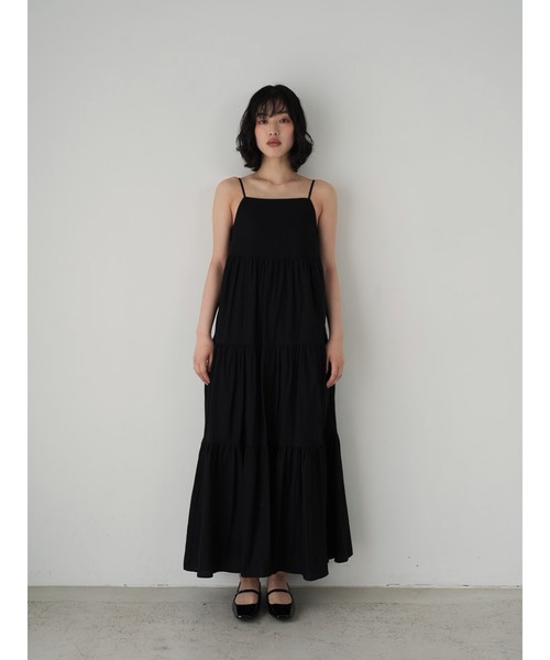 セール】キャミソール ワンピース カップ付き ロング ティアード