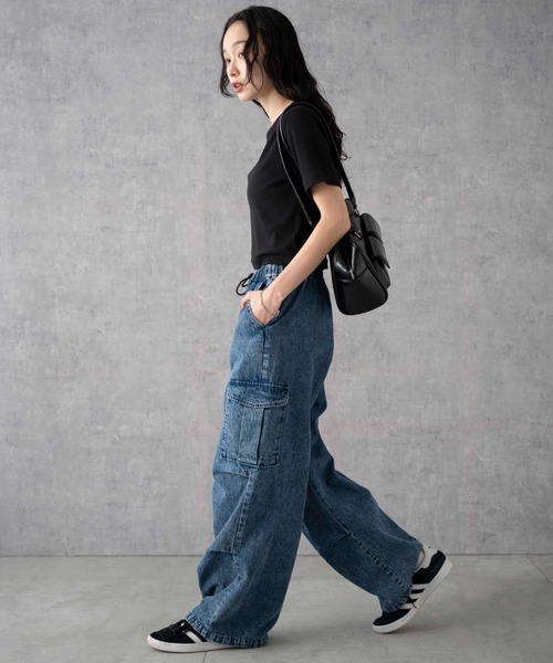 WEGO(ウィゴー)の「WEGO/デニムパラシュートカーゴパンツ(デニムパンツ・レディース・ブラック系その他/その他/コバルトブルー/ブラック/インディゴブルー/スミクロ/グレー/ブルー系1・MEDIUM/SMALL/X-SMALL)」の11枚目の写真