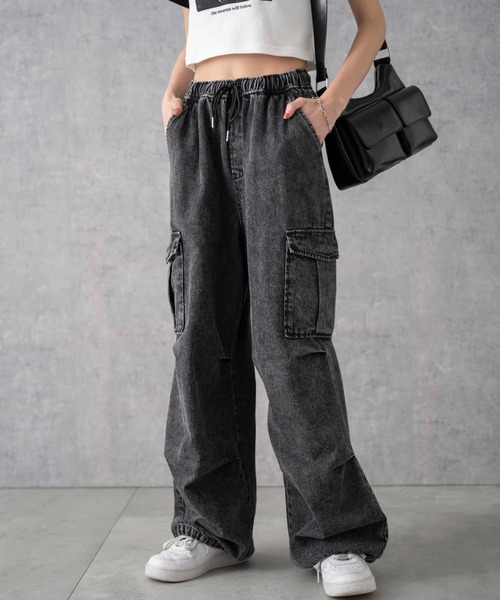 WEGO(ウィゴー)の「WEGO/デニムパラシュートカーゴパンツ(デニムパンツ・レディース・ブラック系その他/その他/コバルトブルー/ブラック/インディゴブルー/スミクロ/グレー/ブルー系1・MEDIUM/SMALL/X-SMALL)」の18枚目の写真