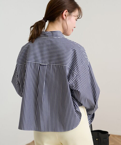 極美品✨フレームワーク ストライプショートシャツ ネイビー