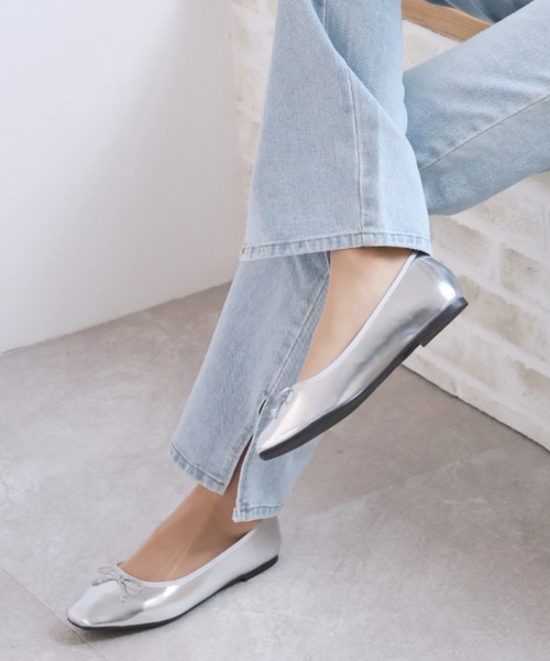 VIVIAN（ヴィヴィアン）の「スクエアトゥレインバレエシューズ（レインシューズ・レディース・シルバー/ベージュ系その他/ブラック系その他・LL/S/M/L）」の12枚目の写真