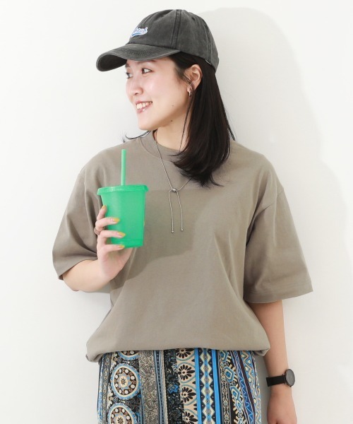 devirock（デビロック）の「綿100% お洗濯してもよれにくい ビッグシルエット 大人 半袖Tシャツ（Tシャツ/カットソー・メンズ・アイボリー/ブラック/パープル系5/グリーン系その他2/グレー系/ブルー系2/バイオレット/ピンク系6/ダークオレンジ/ホワイト/ライトグリーン/イエロー系3/ブルー系1/ピンク系1/オートミール/グレー系2/グリーン系1/ピンク系2/ライラック系1/ブルー系3・M/L/LL）」の4枚目の写真