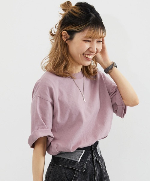 devirock（デビロック）の「綿100% お洗濯してもよれにくい ビッグシルエット 大人 半袖Tシャツ（Tシャツ/カットソー・メンズ・アイボリー/ブラック/パープル系5/グリーン系その他2/グレー系/ブルー系2/バイオレット/ピンク系6/ダークオレンジ/ホワイト/ライトグリーン/イエロー系3/ブルー系1/ピンク系1/オートミール/グレー系2/グリーン系1/ピンク系2/ライラック系1/ブルー系3・M/L/LL）」の17枚目の写真