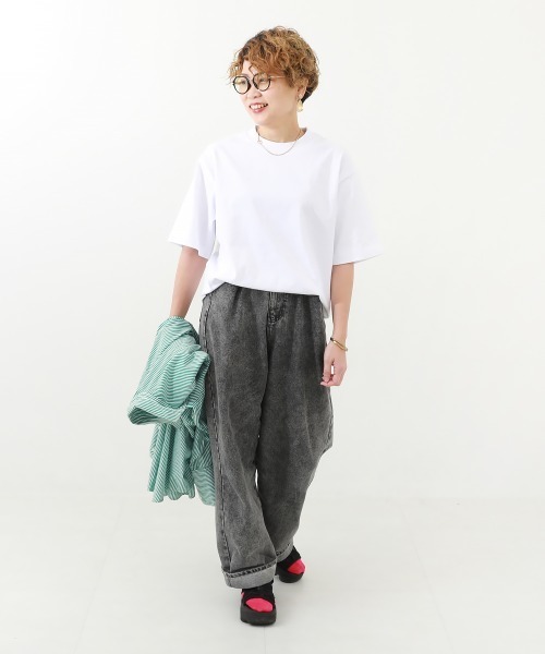 devirock（デビロック）の「綿100% お洗濯してもよれにくい ビッグシルエット 大人 半袖Tシャツ（Tシャツ/カットソー・メンズ・アイボリー/ブラック/パープル系5/グリーン系その他2/グレー系/ブルー系2/バイオレット/ピンク系6/ダークオレンジ/ホワイト/ライトグリーン/イエロー系3/ブルー系1/ピンク系1/オートミール/グレー系2/グリーン系1/ピンク系2/ライラック系1/ブルー系3・M/L/LL）」の21枚目の写真