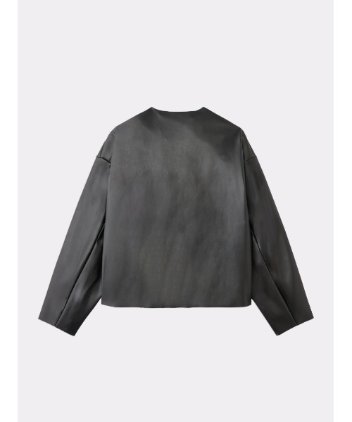 SOFTHYPHEN FAUX LEATHERCARDIGAN カーディガン SOFTHYPHEN（ソフトハイフン）の「FAUX LEATHER CARDIGAN