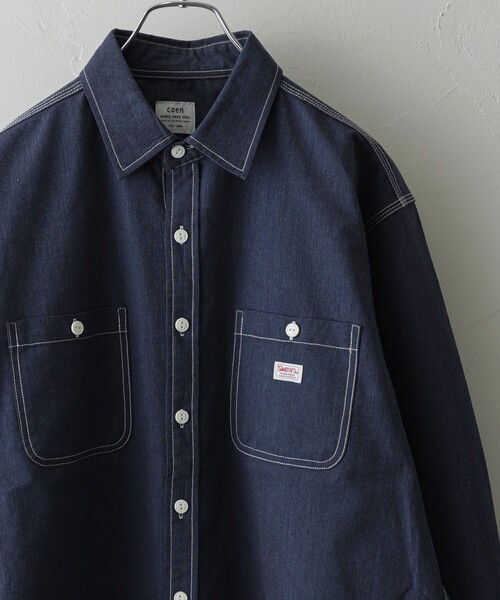 SMITH'S（スミス）の「SMITH'S（スミス）別注オックスワークシャツ（シャツ/ブラウス・メンズ・ホワイト/コバルトブルー/ネイビー・S/M/L/XL）」の3枚目の写真