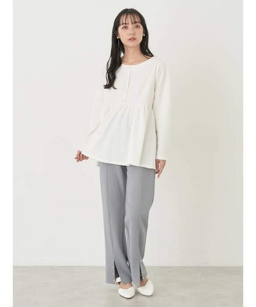 earth music&ecology(アースミュージックアンドエコロジー)の「パールスリットパンツ(その他パンツ・レディース・ブルー/ブラック/ライトベージュ/ネイビー・S/M)」の6枚目の写真