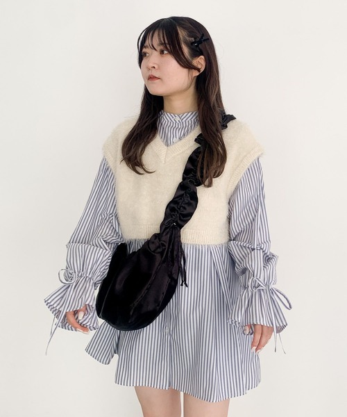 Heather(ヘザー)の「ニットベストSETチュニック 103829(シャツ/ブラウス・レディース・グレー/アイボリー/ブラック・FREE)」の4枚目の写真